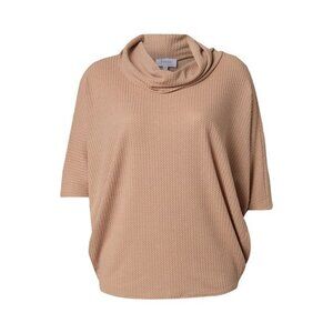 KORYE Women's Cowl Neck Waffle Knit Top Size 2X In Camel
